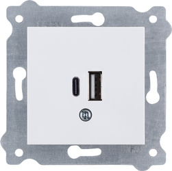 Kettős USB töltőaljzat Type C + Type A, fehér 277/01E EXEN