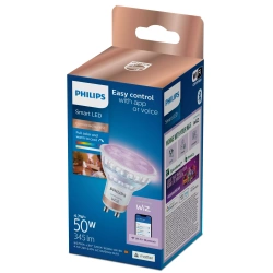 Smart LED izzó GU10 4,7W =50W 2200-6500K + RGB 345lm 36° WiFi WiZ Philips