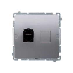 Szimpla RJ45 számítógépes aljzat porvédővel,  inox (met.) Kontakt Simon BM61.01/21