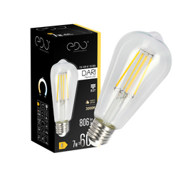 DARI LED izzószálas dekorációs izzó 7W, E27, 3000K, 710lm, 230V, CLEAR, ST64, EDO777625, EDO777625 EDO Solutions