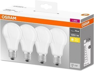 4 LED -es izzó, Osram, E27, 10W (75W), 1055 lm, meleg fény (2700K)