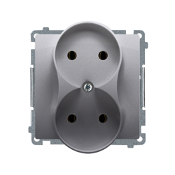 Dupla aljzat földelés nélkül ~, csavaros csatlakozók, inox (met.) Kontakt Simon BMG2M.01/21