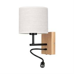 Boho fali lámpa 1xE27 Max.25W, 1xLED Integrált 1W Olajozott tölgy/fekete/bézs Britop
