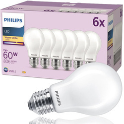 Szett 6x LED izzó E27 7W (60W) meleg fehér 2700K 806lm 115lm/W