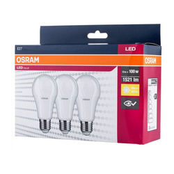 3x LED izzó A60 E27 13W =100W 2700K meleg WW 1521lm Osram