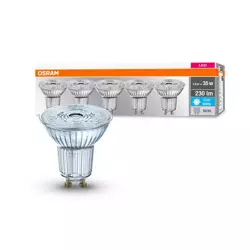 5x LED izzó készlet BASE PAR16 GU10 2,6W =35W 4000K 230lm 36db Osram