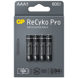 Csomag 4x Akkumulátor NiMH GP ReCyko Pro Black AAA 800mAh GP Batteries