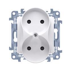 Dupla dugaljzat földelés nélkül (modul) 16A, 250V ~, fehér csavaros sorkapcsok Simon 10 CG2M.01 / 11