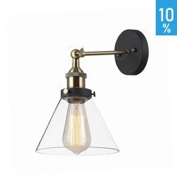 Fali lámpa sconce Getan átlátszó ernyő fekete arany üveg fém reto vintage Italux MBM-2564/1