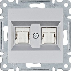 HAGER LUMINA WL2182 INFORMATIKAI CSATLAKOZÓALJZAT 2XRJ45, CAT6 FTP EZÜST BURKOLATTAL, KERET NÉLKÜL