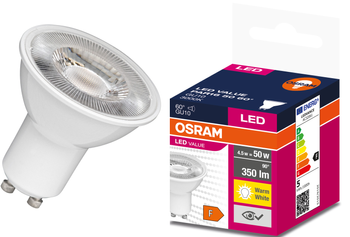 LED VALUE PAR16 GU10 izzó 4.5W =50W 3000K 350lm 60db Osram 60lm