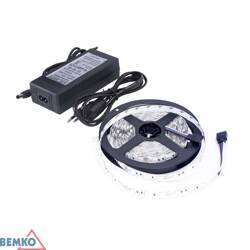 LED szalag készlet + tápegység 12V 24W DC 2835 300LED/5M IP65 semleges fehér Bemko