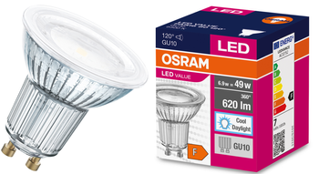 Ledes izzó PAR típus 6.90W PARATHOM Value PAR16 GU10 Nem Szabályozható 6500k Osram