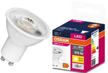 OSRAM Value PAR16 műanyag ház/6,9W/575lm/2700K/GU10/230V/120fok/83lm/W LED spot izzó