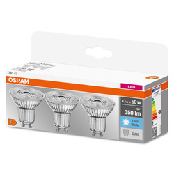 Osram Base PAR16 műanyag ház, 4,3W, 350lm, 4000K, GU10, dobozos LED spot izzó 3 db