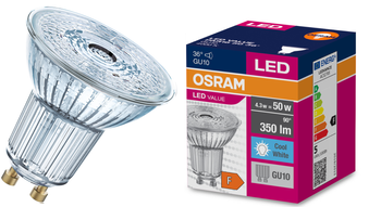 Osram Value PAR16 üveg ház/4,3W/350lm/4000K/GU10/230V LED spot izzó