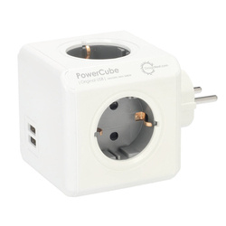 PowerCube Eredeti USB F típusú Schuko szürke Allocacoc hosszabbító kocka