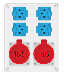 R-BOX 240 2x16A/5P, 4x250V B.1096 Pawbol elosztószekrény 2x16A/5P