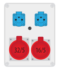 R-BOX 240 elosztó 1x32A/5P, 1x16A/5P 2x250V B.1098 Pawbol