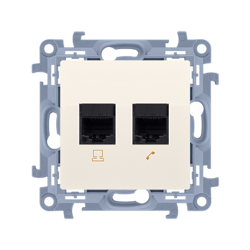 RJ45 dupla számítógép aljzat 5e kategória (modul) krémszínű  Simon 10 C52.01 / 41